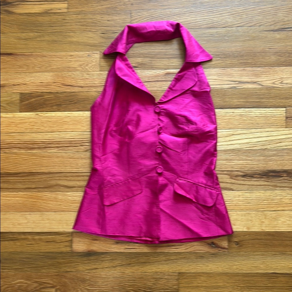 Women’s Ann Taylor Hot Pink Silk Halter Neck Going Out Top, Size 2